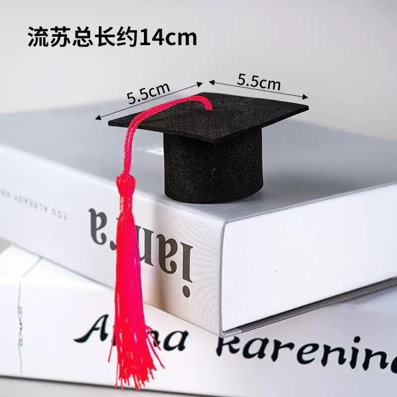 ミニフェルト博士帽 卒業式パーティータッセルブーケ 学士帽人形 ワインボトルデコレーションギフト|undefined