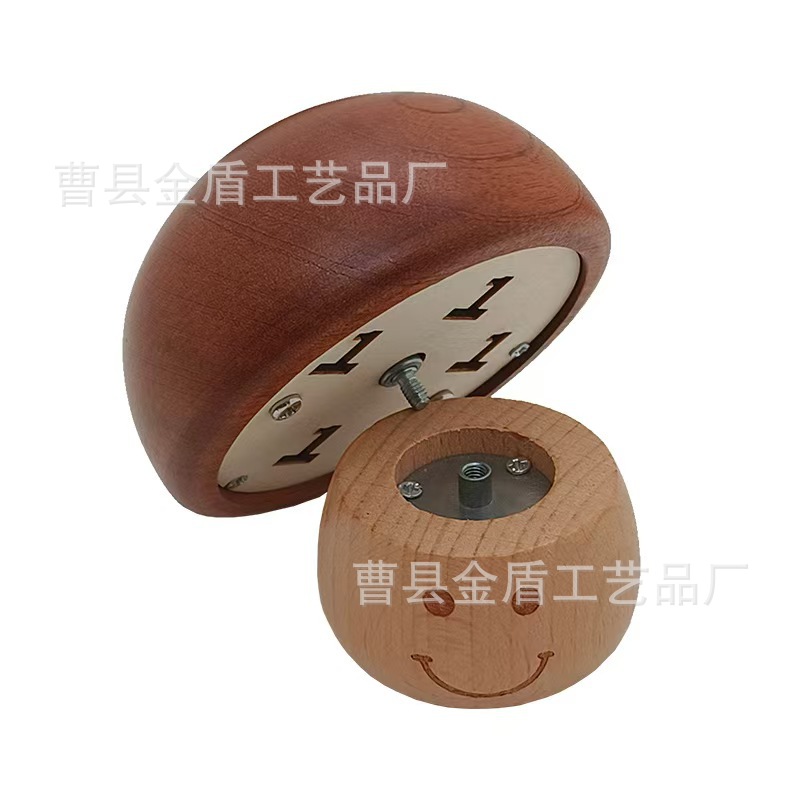 木製オルゴール回転可能なキノコオルゴール無垢材彫刻クリエイティブデスクトップ装飾子供の木のおもちゃ