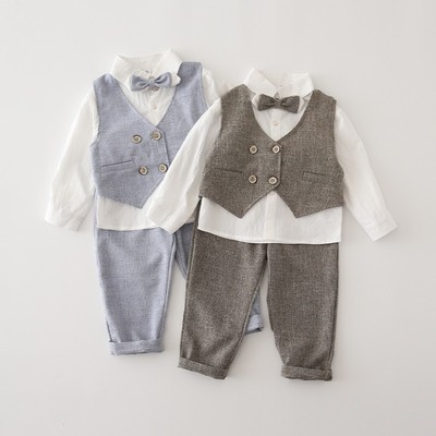 Boy Autumn suit new pattern One year old boy clothes handsome birthday full dress Male baby Three spring and autumn