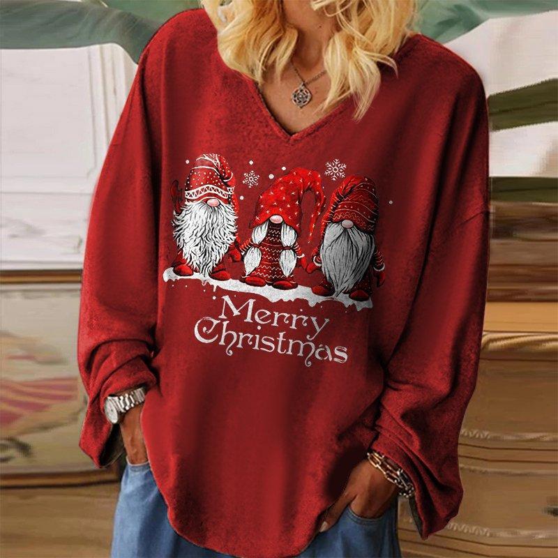 Women's T-shirt light green floral print long sleeve holiday weekend basic V-neck regular floral painting