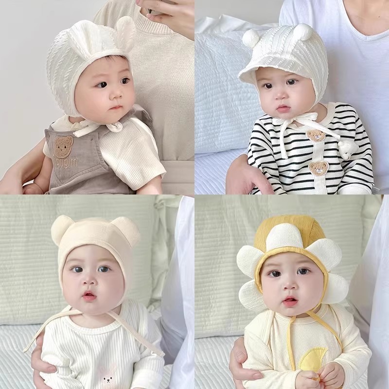 ベビー帽子夏新生児かわいい男性と女性の赤ちゃん春と夏の幼児綿耳保護生後 1 ヶ月胎児帽子|undefined