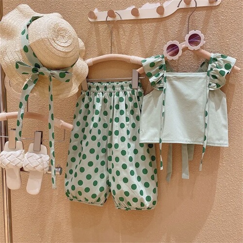 Girls' Summer Sleeveless Set 2024 New Arrival Children's Fashion Han Style Baby Clothes Two-Piece Set