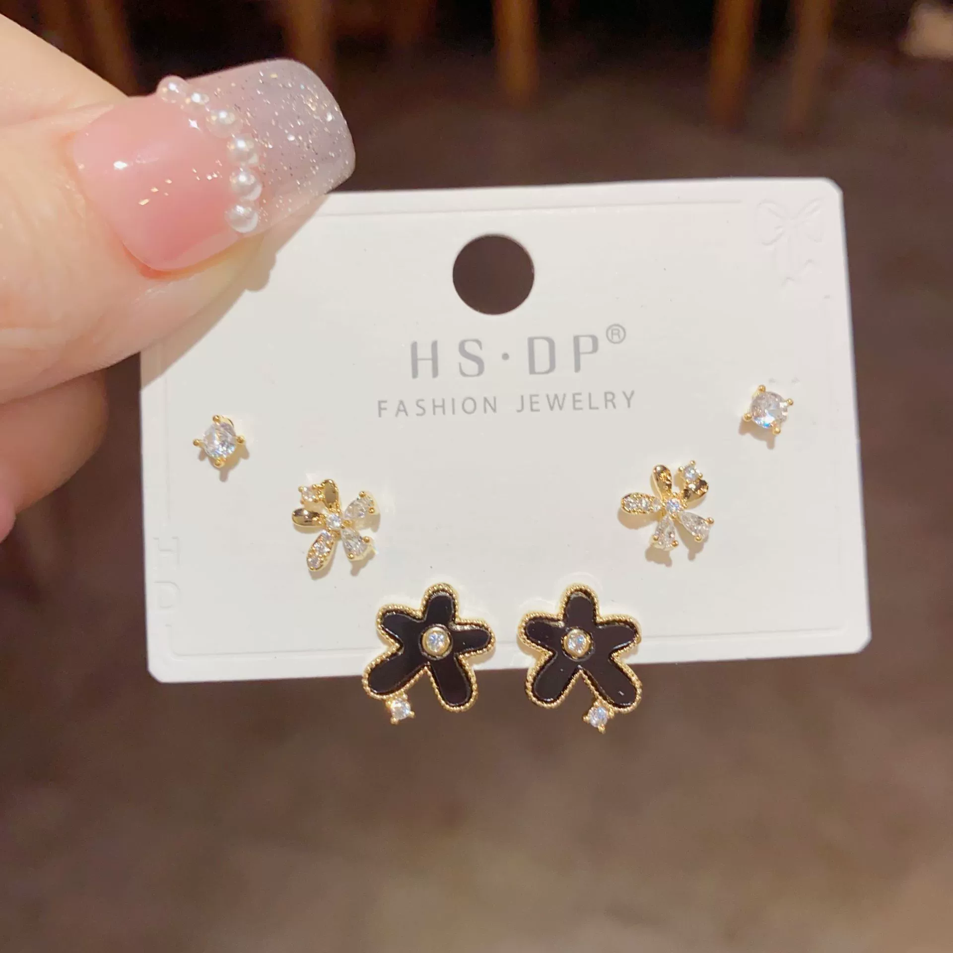 Серебряная игла, короткий цирконий, универсальные серьги, набор, образец серебра 925, микроинкрустация, японская и корейская стили, простой и элегантный дизайн, набор из 3 шт.
