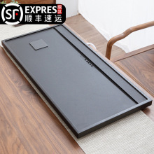 乌金石茶盘整块天然石茶台家用大小号简约家用嵌入式石头石盘