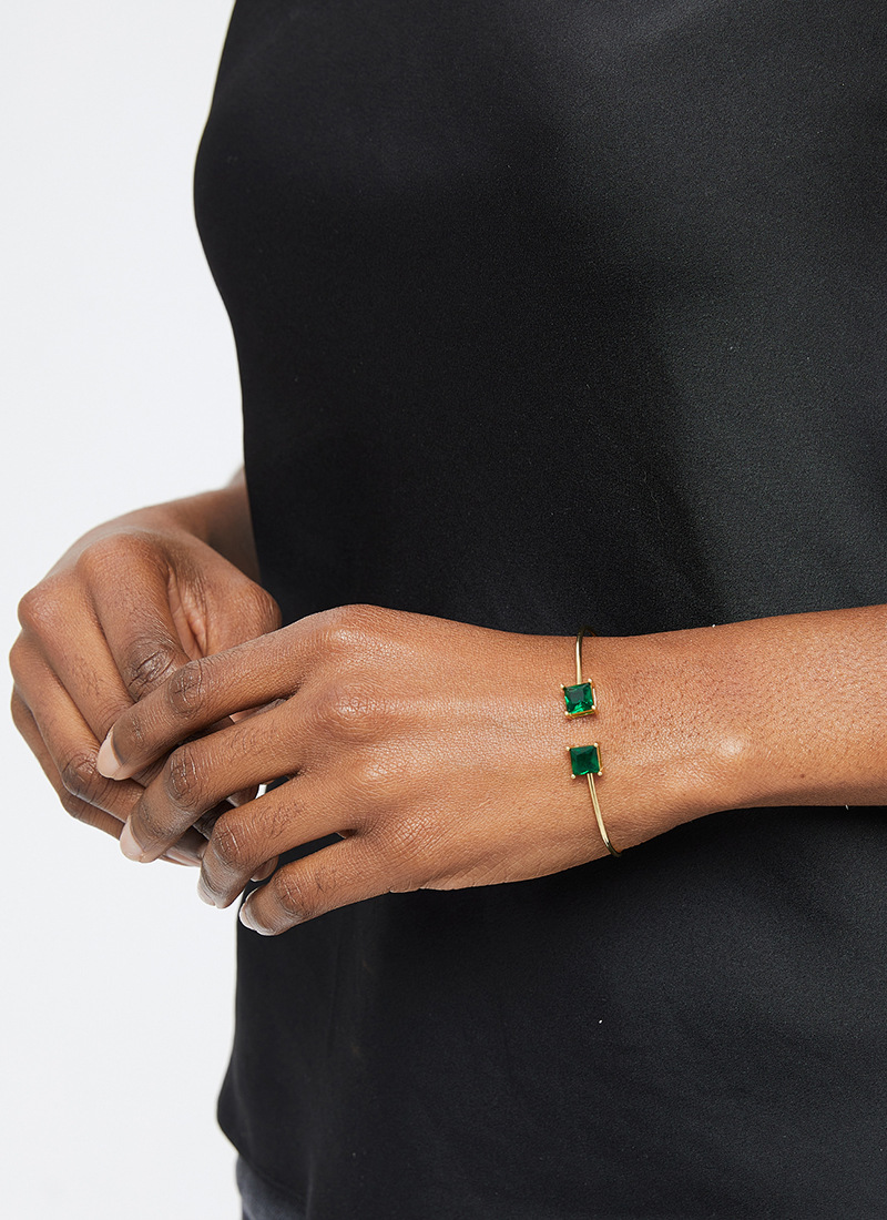 Fashion Square Copper Plating Inlay Artificial Gemstones Bangle 1 Piece