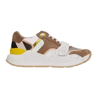 Two-tone sneakers with velcro platform for leisure