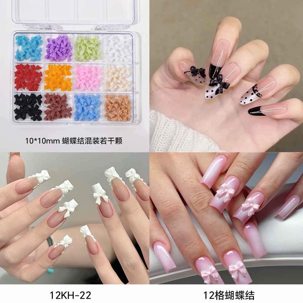 12 piezas de joyería de diamantes de manicura plana de fondo plano intermitente checo de diamantes de formas especiales joyería de mariposa de lentejuelas de uñas de perlas de todo fósforo