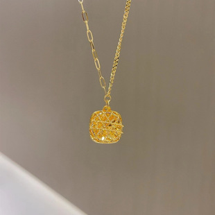 Popular 999 Pure Gold Sugar Necklace Zhoujia's Same Style 5g Gold Sugar Cube Set Chain Jewelry Water Shell Gold Wholesale