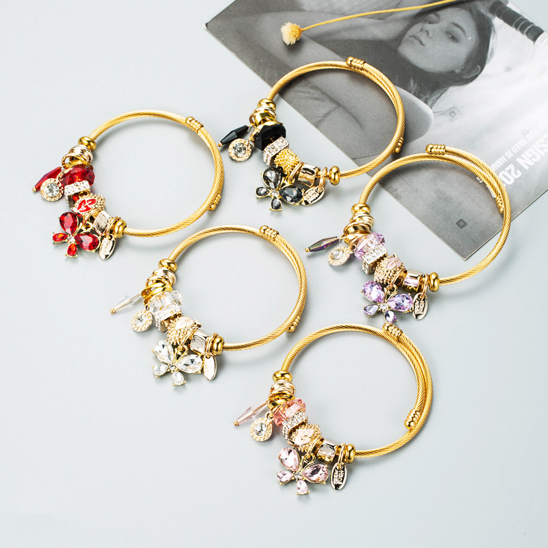 Wholesale Jewelry Fashion Alloy Rhinestone Rhinestones Glass 14K Gold Plated Plating Bracelets display picture 4
