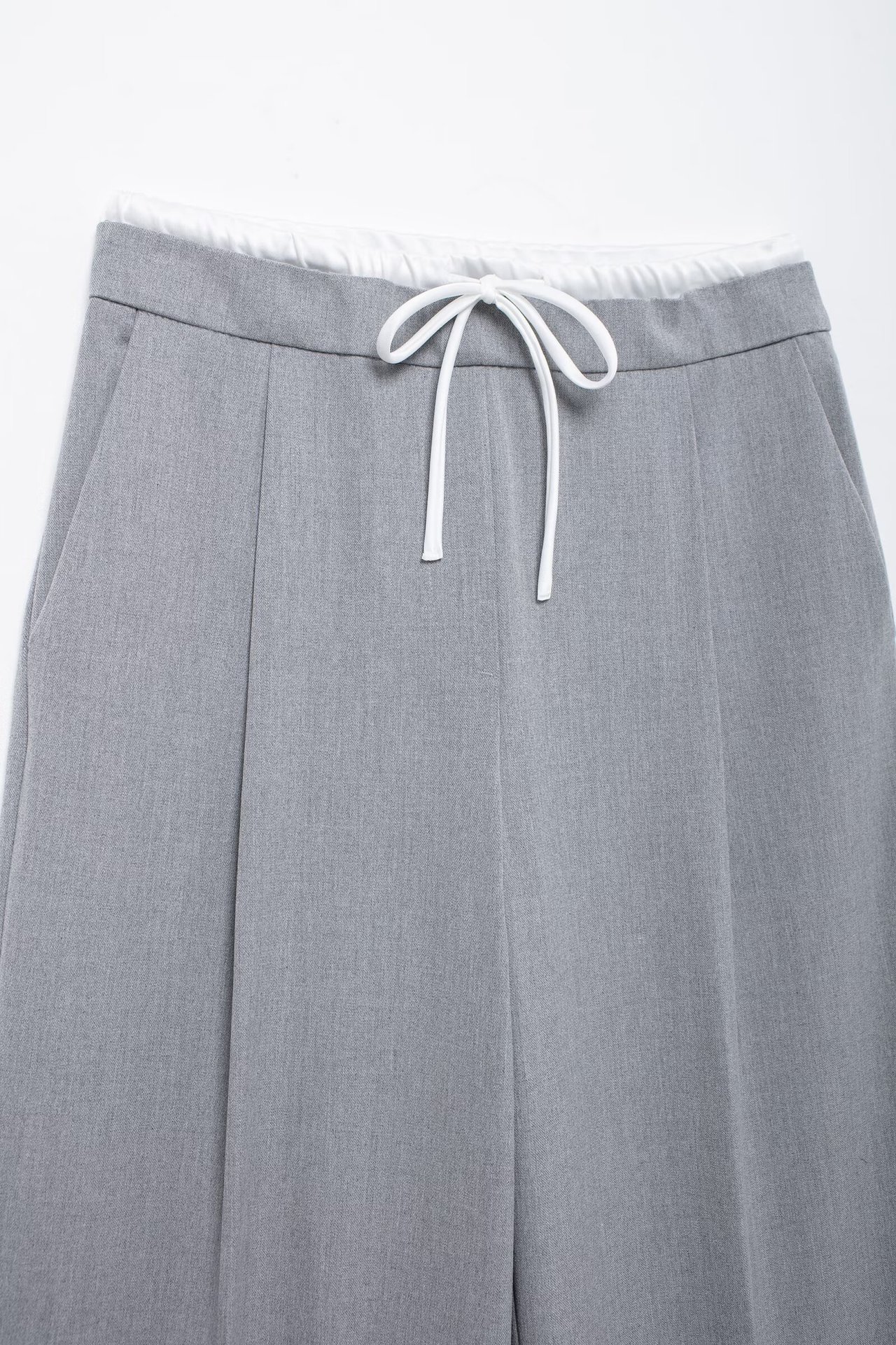 Abbigliamento donna autunno e inverno 2024 nuovi pantaloni larghi a doppio strato con vita larga e gamba larga_voghion.com