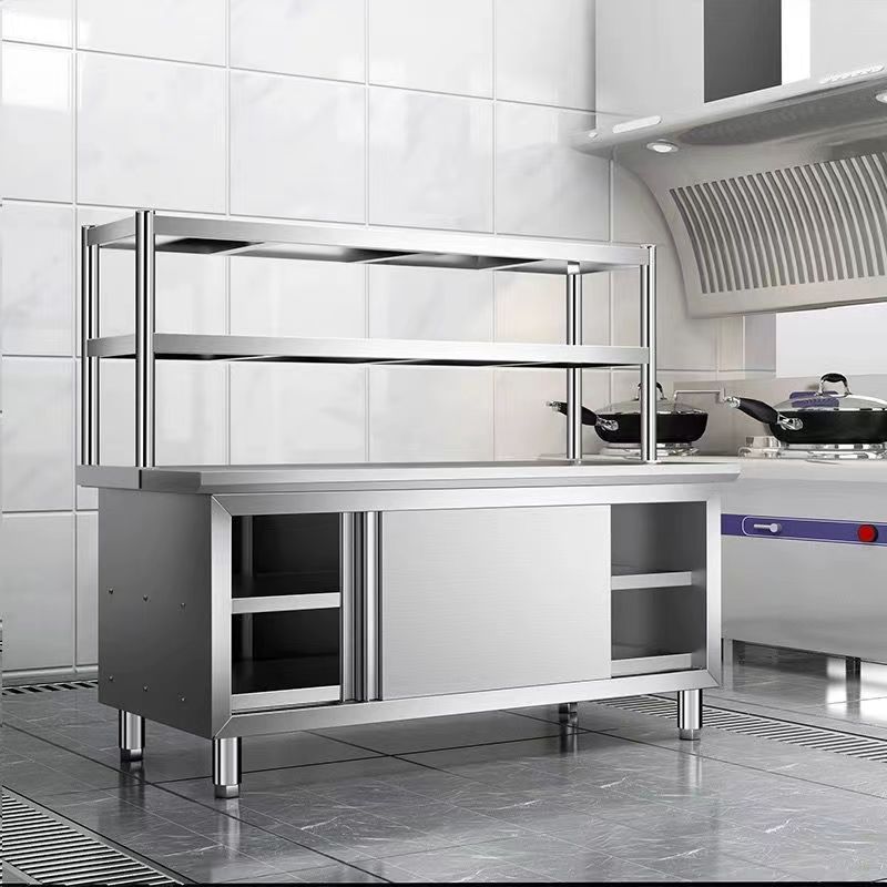 【包邮】304不锈钢工作台厨房橱柜商用餐饮店桌子家用操作台推拉