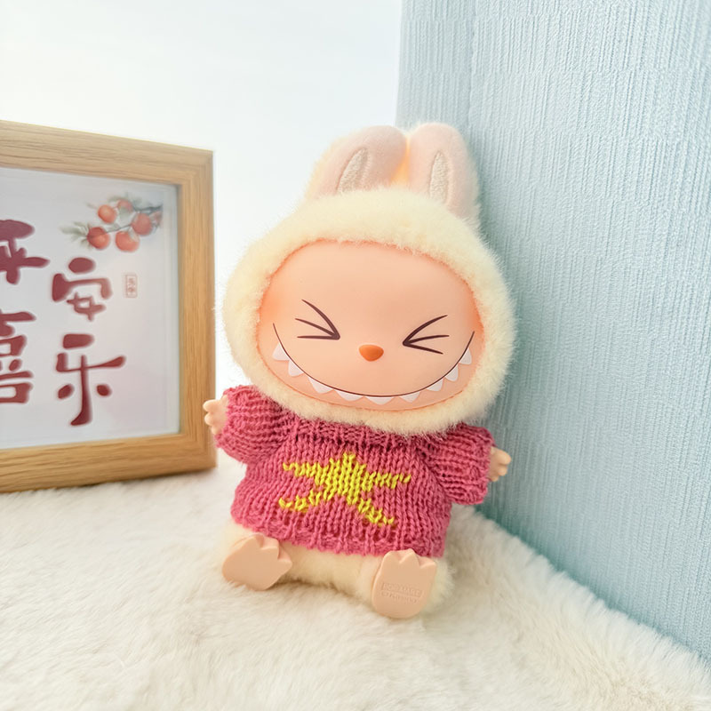 Solo ropa] Llavero de primera y segunda generación Labubu colgante de ropa Rabubu ropa de bebé suéter de punto traje de sombrero