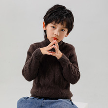 羊绒衫男女童宝宝同款高领七针加厚绞花长袖套头针织时尚打底外穿