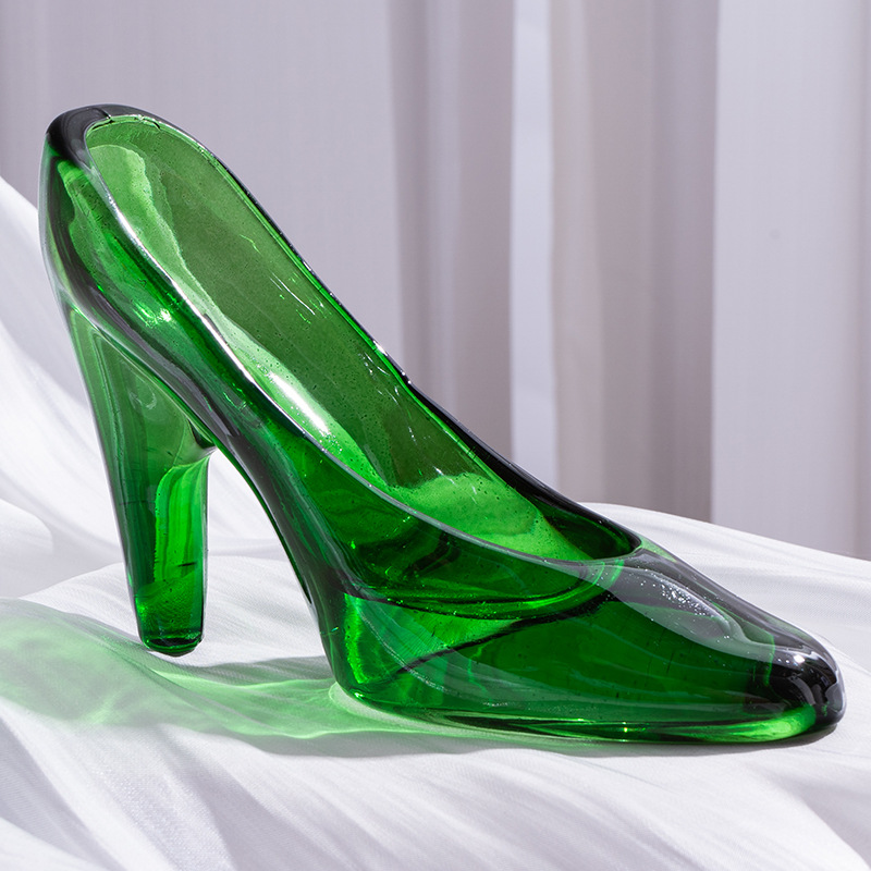 Luxury moderno transparente vidrio de cristal tacones altos adornos para el hogar romántico boda restaurante decoración suave ideas