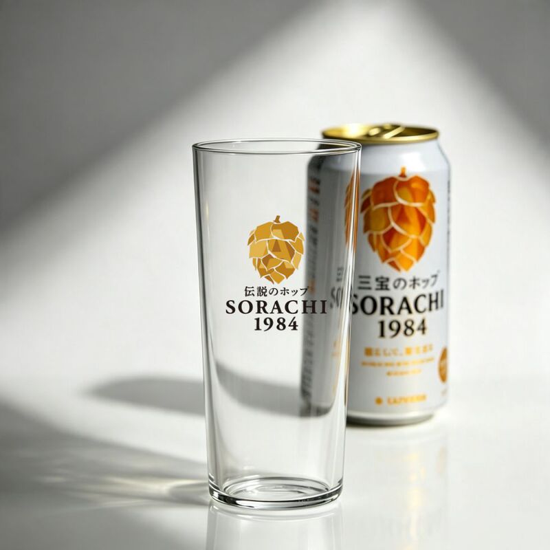 Japan's SAPPORO SORACHI beer 1984 legend draft beer cup commercial ultra-thin glass cup Japan's SAPPORO SORACHI beer 1984 legend draft beer cup commercial ultra-thin glass cup