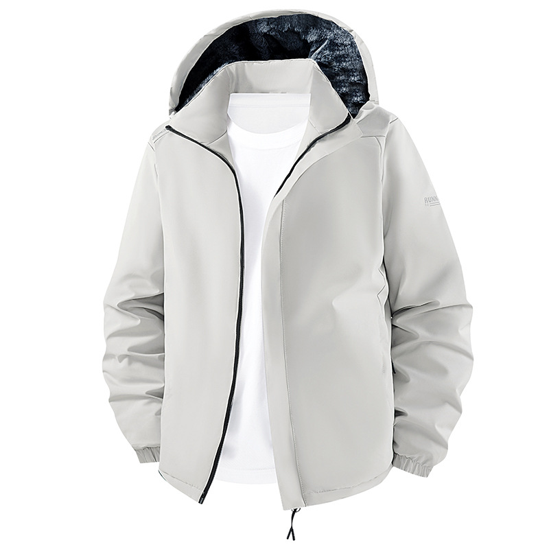 Winter thickened men's cotton coat, warm and cold-resistant, with hood and zipper, casual jacket for young people, outdoor cotton jacket