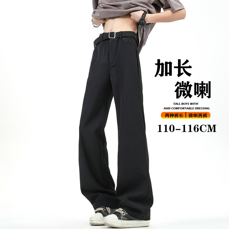 190 Tall Layered American-style Pleated Paratrooper Pants Men's Loose Casual Spring and Summer Micro-pants Black Pants