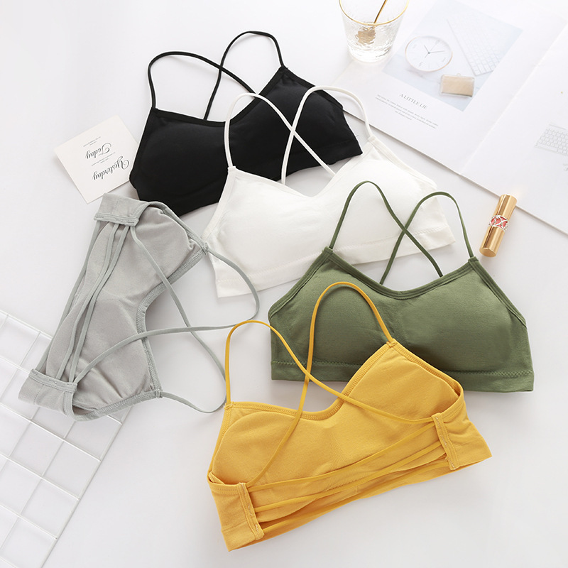 Cross-Border Popular Sexy Cross-Back Camisole with Chest Pads, Sports Bra, Inner Wear for Women