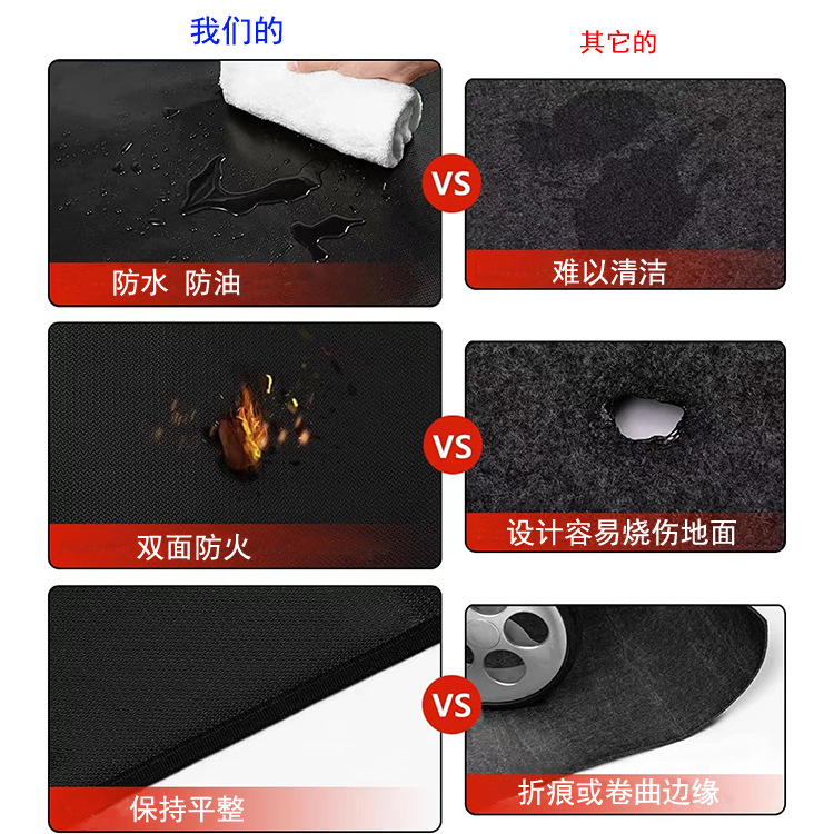 36 pulgadas negro redondo estera ignífuga fuego olla estera de la barbacoa estera de silicona líquida recubierto de fuego estera fábrica al por mayor