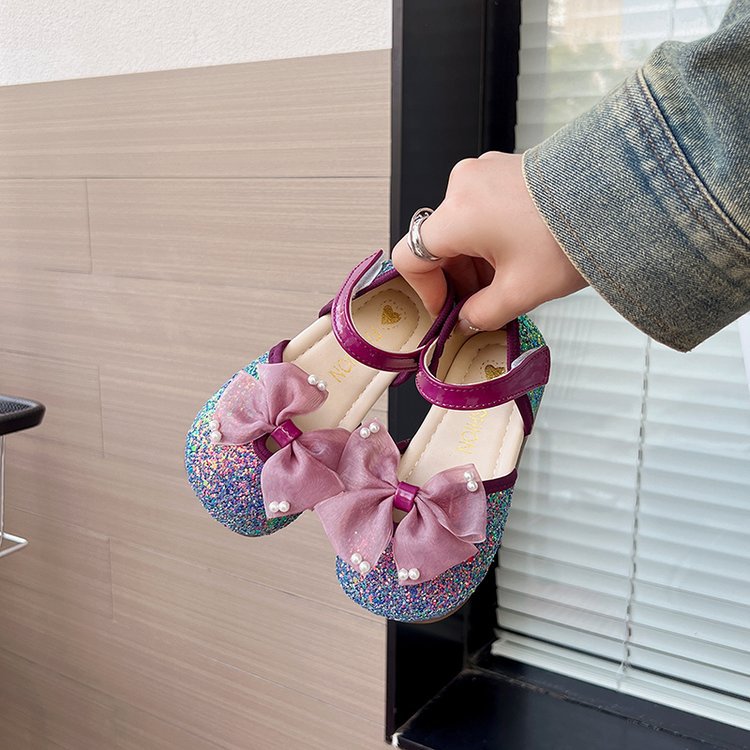 Children's sequined western style princess shoes girls sandals summer 2025 new little girl shoes shiny baby shoes soft