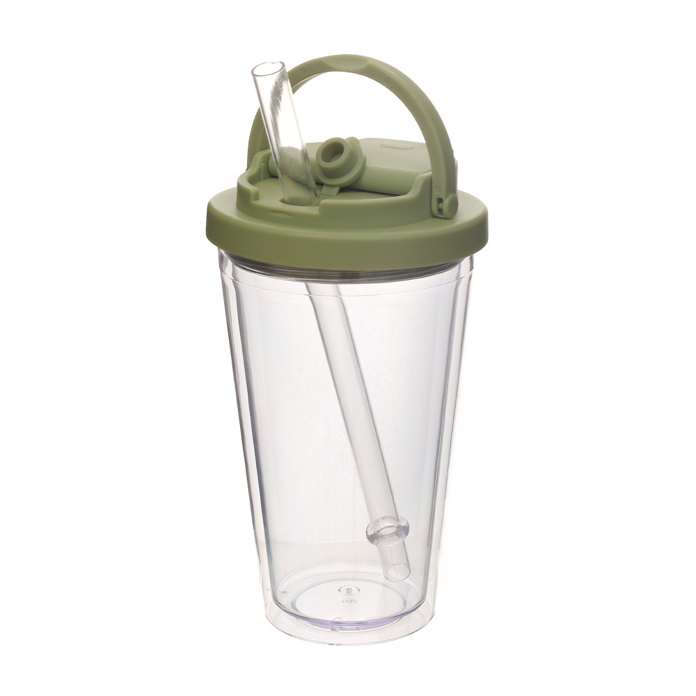 Nuevas tazas de paja de doble cubierta de bebida, tazas de plástico portátiles de alta calidad de verano al aire libre, tazas de agua de grado alimenticio