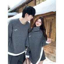 2025秋季情侣装小众设计感 不规则斗篷毛衣 慵懒风针织衫