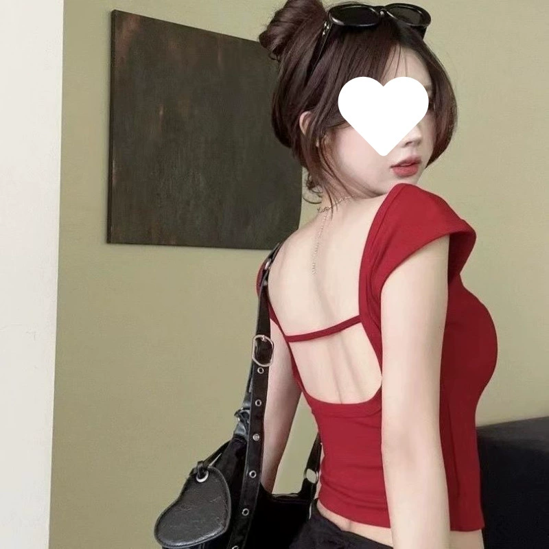 [6903 человека] Pure Desire Hot Girl Сексуальный короткий топ без рукавов с открытой спиной Женский дизайн Нишевый летний американский стиль