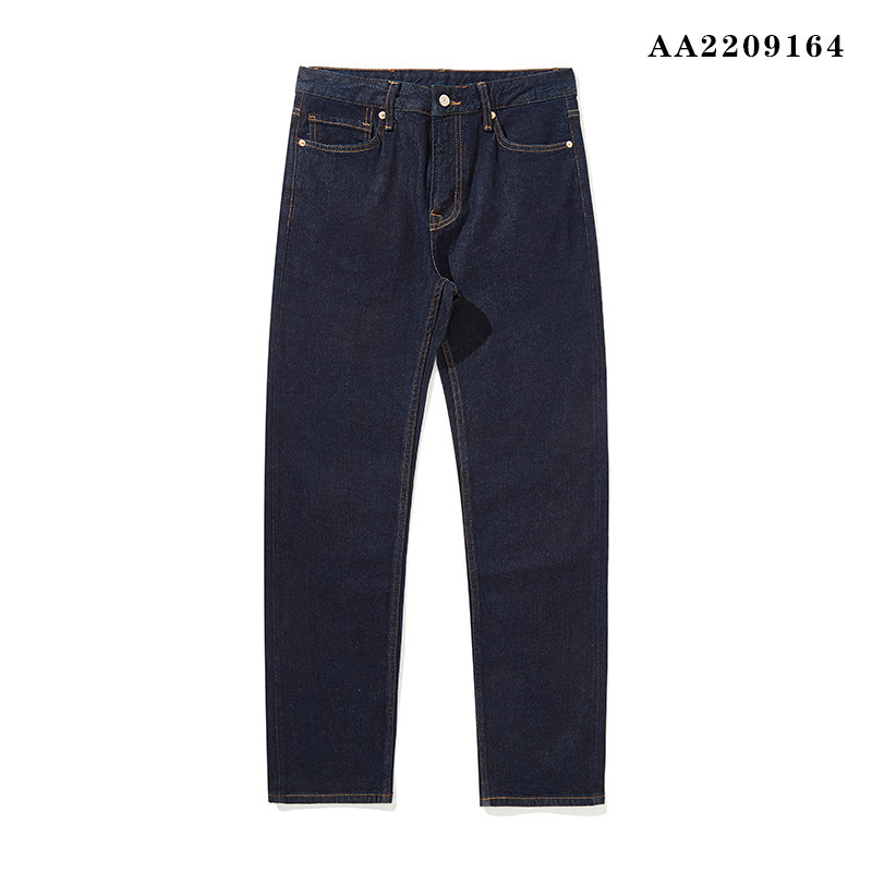2025 Dark Blue Casual Business Simple Pure Color Elastic Thickeneded 501 Version Slim Straight Washed Men's Jeans