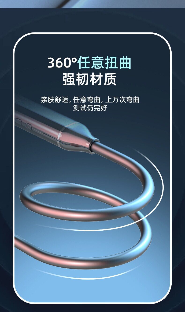 Neckband Bluetooth Earphone with Battery Display, Wireless Neck-Mounted Bluetooth Headset 5.3, Sports Dual-Battery Ultra-Long Standby Earphone
