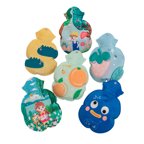 Large 3D printed water-filled hot water bottle water-filled student hand warmer short flocked cloth warm water bag PVC thickened bag LOG