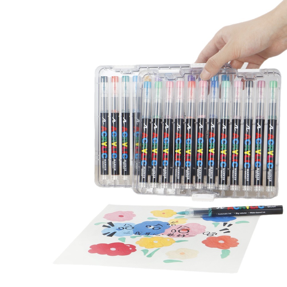 Bolígrafo acrílico de líquido directo, caja de almacenamiento transparente, caja de compartimento, caja de exhibición de rotuladores, lugar