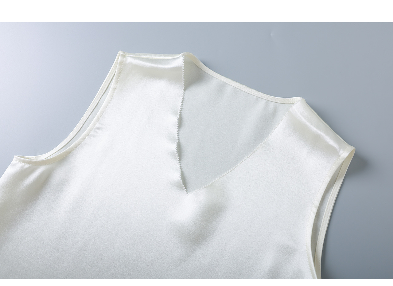 Áo hai dây nữ satin phối ren cổ chữ V — màu đen chi tiết 24