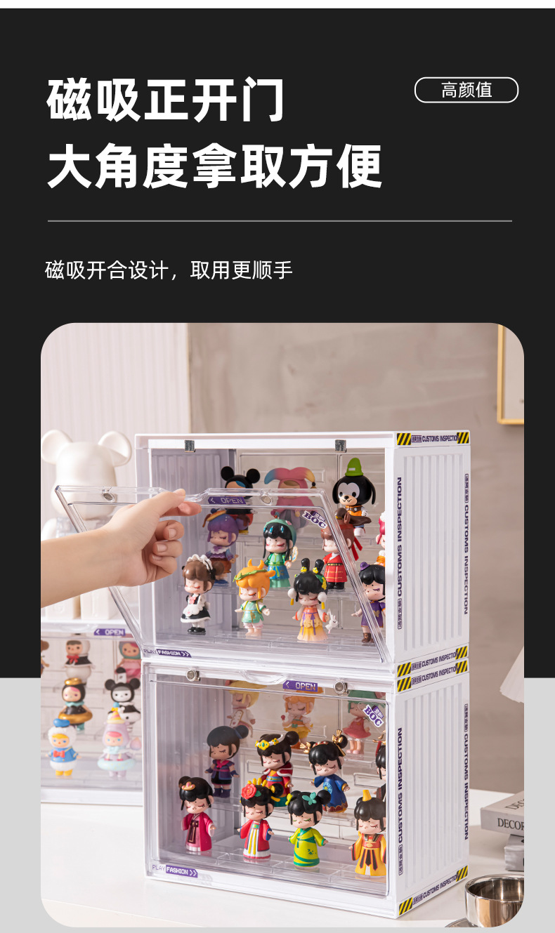 防尘手办展示收纳盒盲盒摆件展示架泡泡玛特亚克力盒子可叠加收纳-阿里巴巴