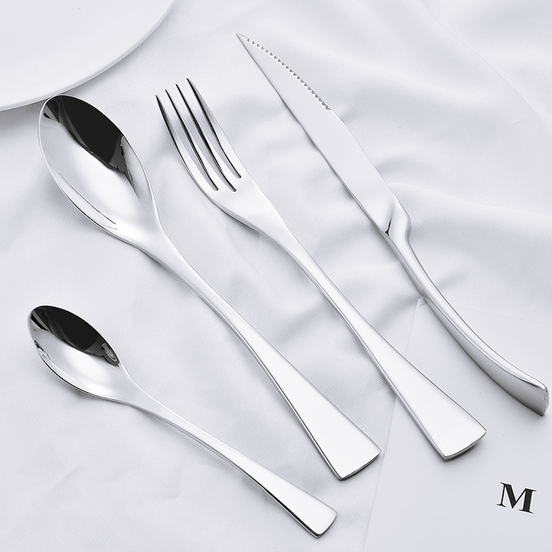 estilo coreano simple engrosado acero inoxidable set de cubiertos occidentales tenedor de frutas suministros de hotel de alta gama cuchillo de filete de cola de pescado tenedor cuchara