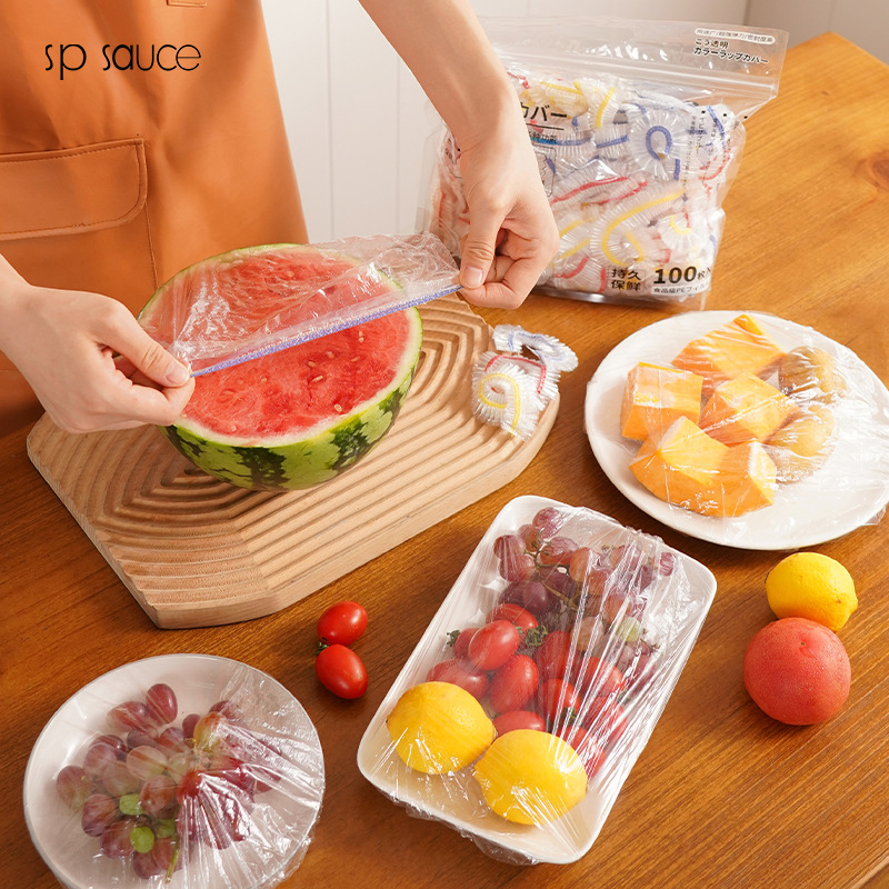 日本一次性保鲜袋家用冰箱剩菜食物保鲜套碗罩松紧保鲜膜套100个