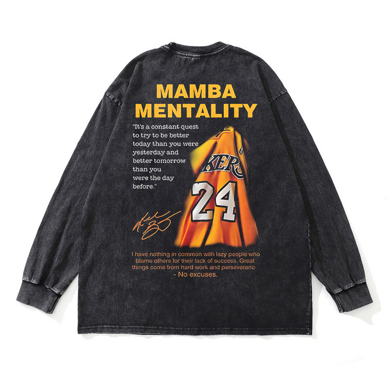 Kobe Bryant Digital Direct Jet American High Street Heavyweight Washing Made Old Vintage Tops