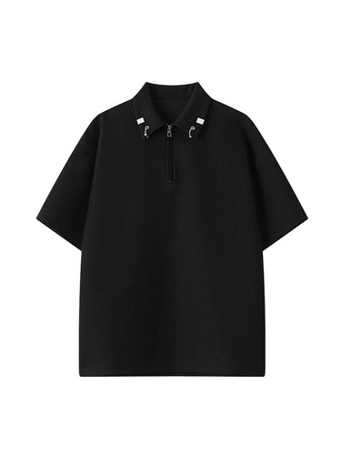 Unisex Polo Shirt with Collar, Short-Sleeve, Trendy Brand Summer T-Shirt, Korean Style, Loose Fit, Fashionable, 2025, Versatile Top