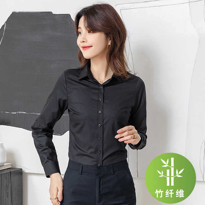 Fibra de bambú nuevo desgaste del negocio ol camisa blanca las mujeres manga larga más tamaño ropa trabajo cómodo camisa las mujeres al por mayor
