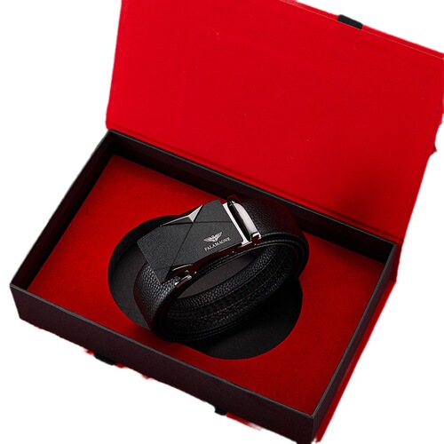 Automatic Belt Fastener with Genuine Leather, High-end, Light Luxury, Heartfelt Gift Box - Ideal for Men, Suitable as a Gift for Boyfriend or Husband