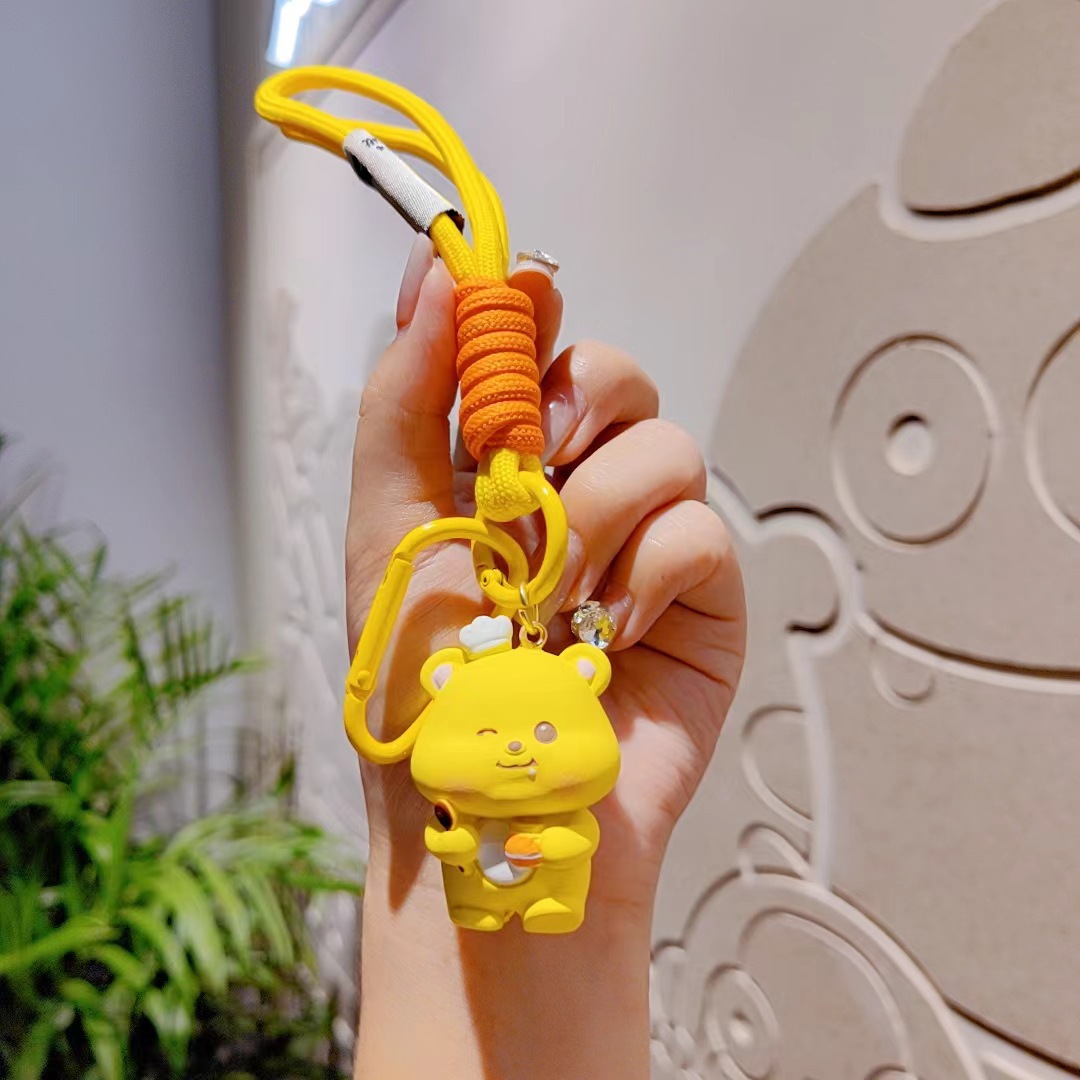 Llavero de oso de resina con colgante de muñeca de dibujos animados, cadena para teléfono móvil para mujer, llavero, colgante decorativo para bolso.