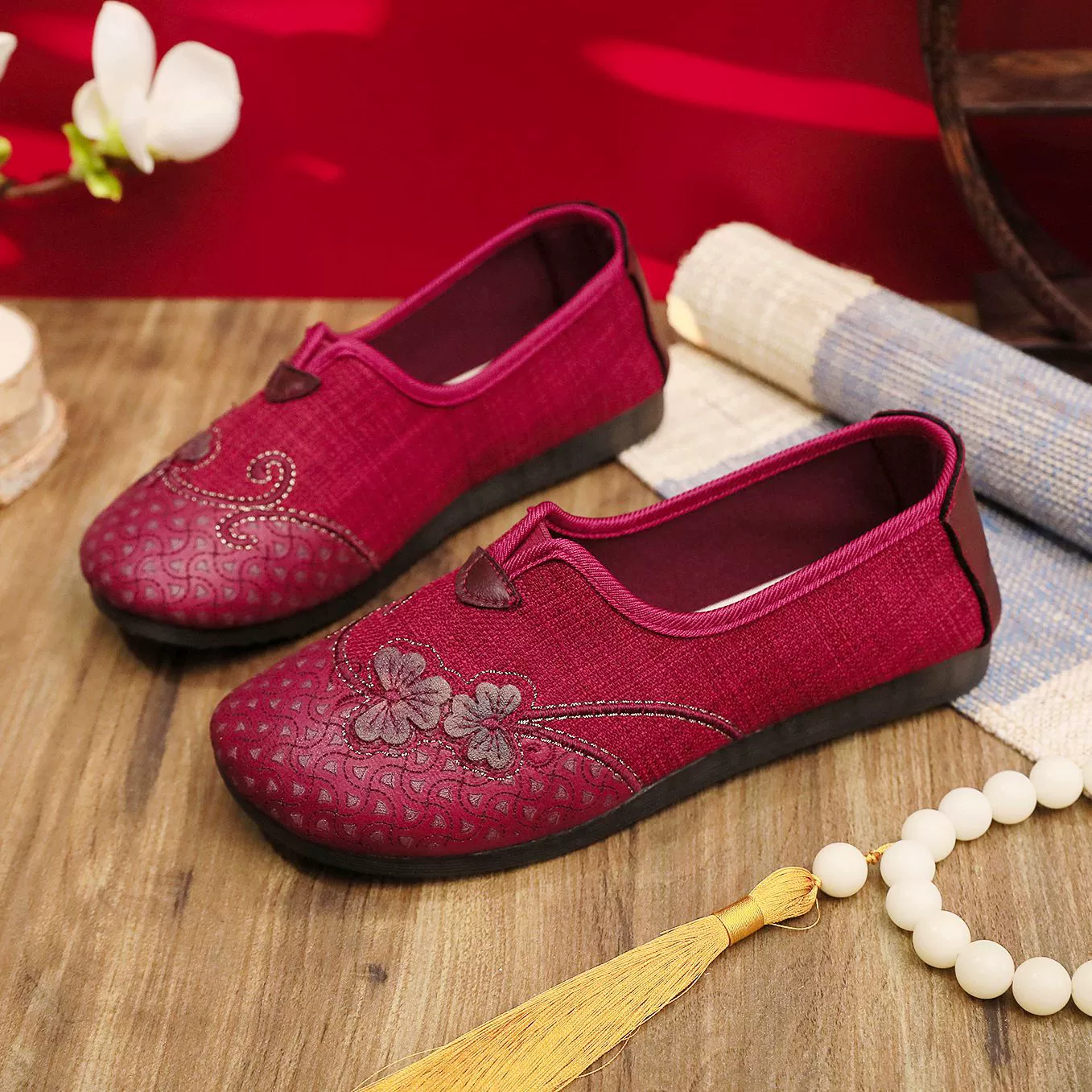 Тканевая обувь Old Beijing, Женская Весенняя свободная обувь на плоской подошве с круглым носком, дышащая Нескользящая молочная обувь с мягкой подошвой