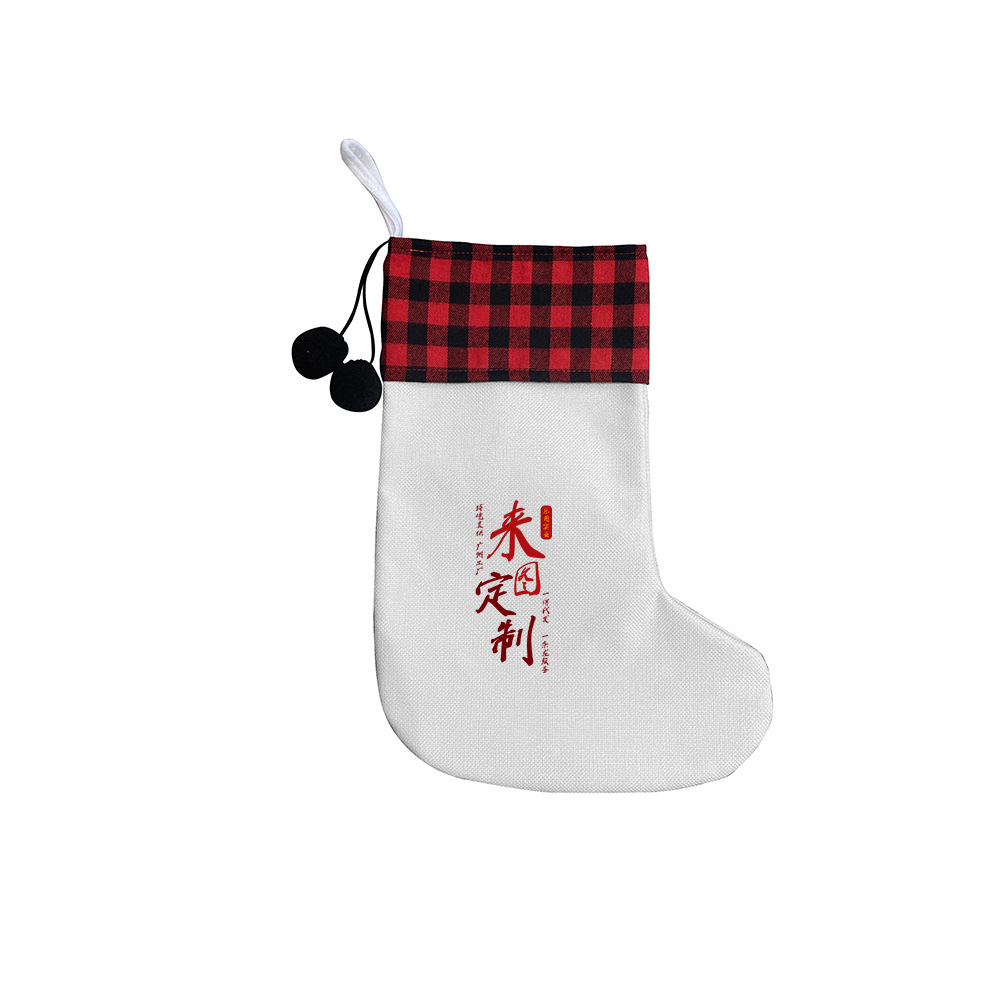 Personalizado con algodón de hortenida calcetines de Navidad calcetines de tela cuadrada a lo largo de bolsas decorativas de árbol de Navidad xqds0436a