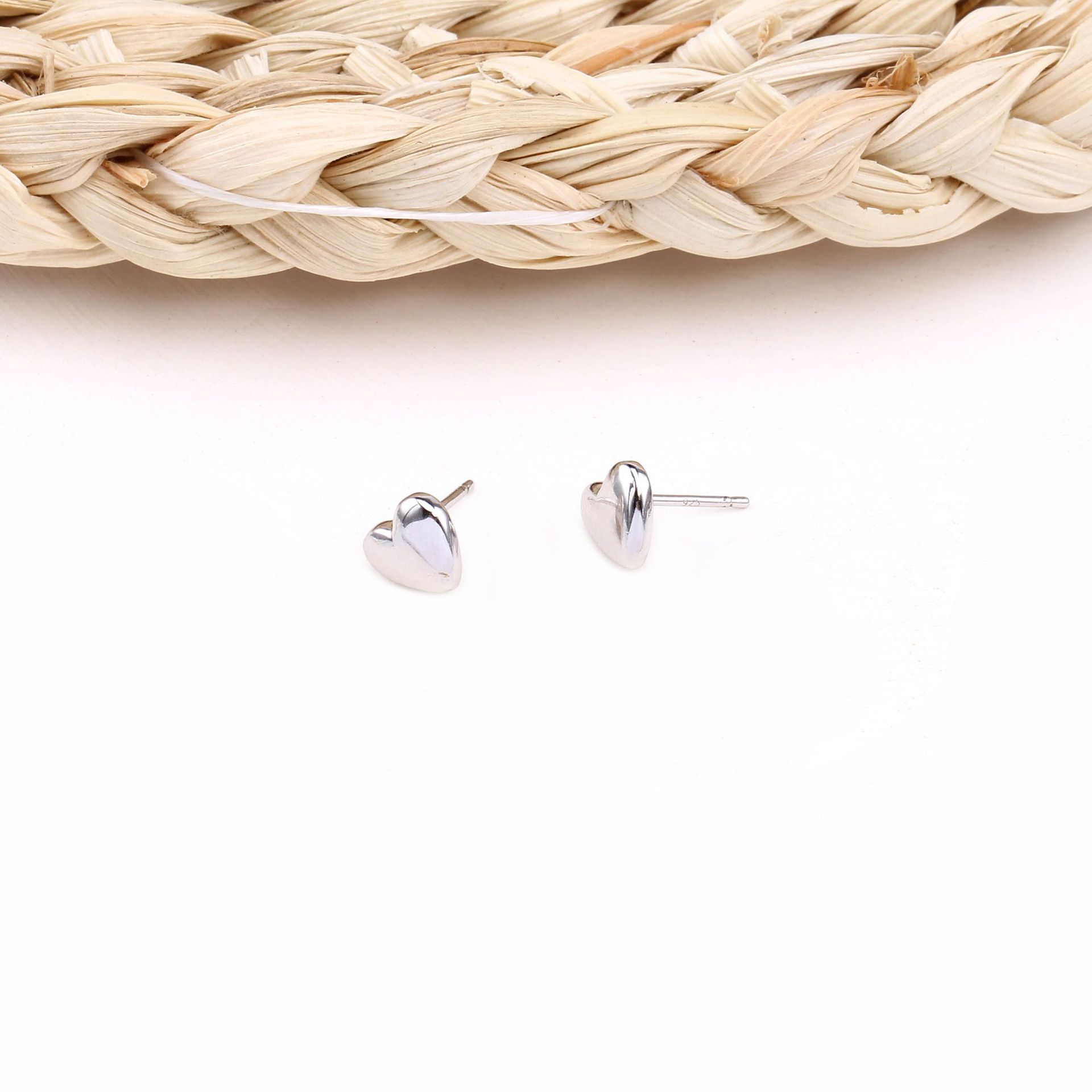Heart Shape Pattern Women'S Gender 1 Pair 925 Sterling Silver Heart Shape Ear Studs