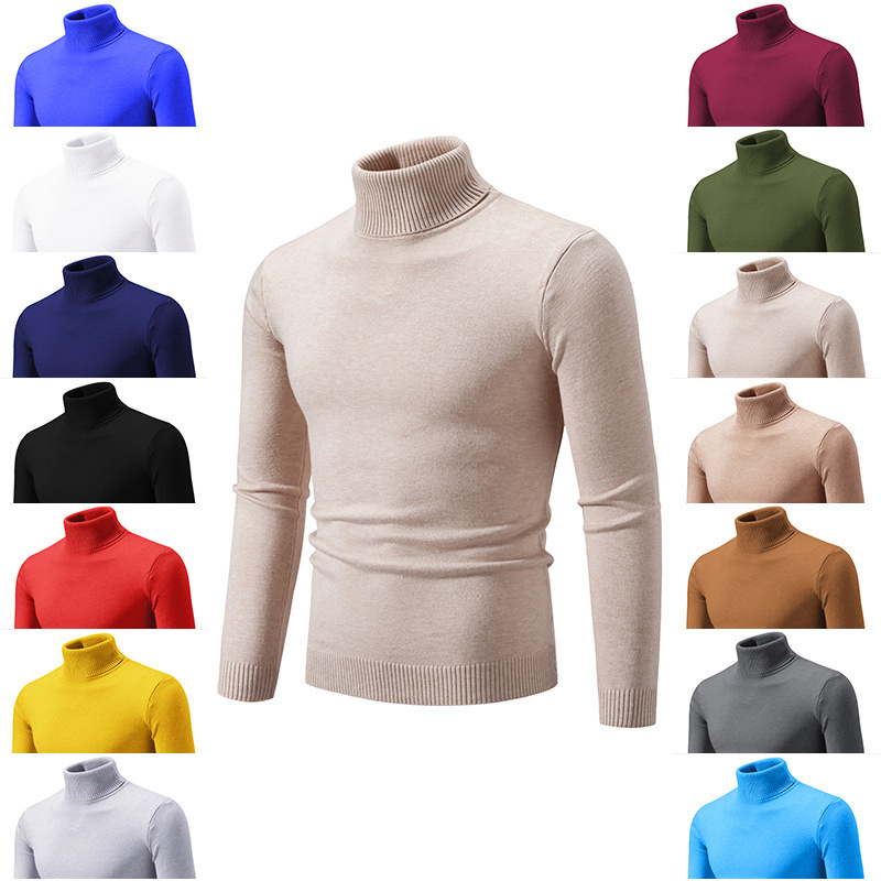 Cross-Border Men's Solid Color Turtleneck Sweater Foreign Trade Korean Version Slim Casual Thin Youth Sweater Sweater Bottoming Shirt Cross-Border Men's Solid Color Turtleneck Sweater Foreign Trade Korean Version Slim Casual Thin Youth Sweater Sweater Bottoming Shirt