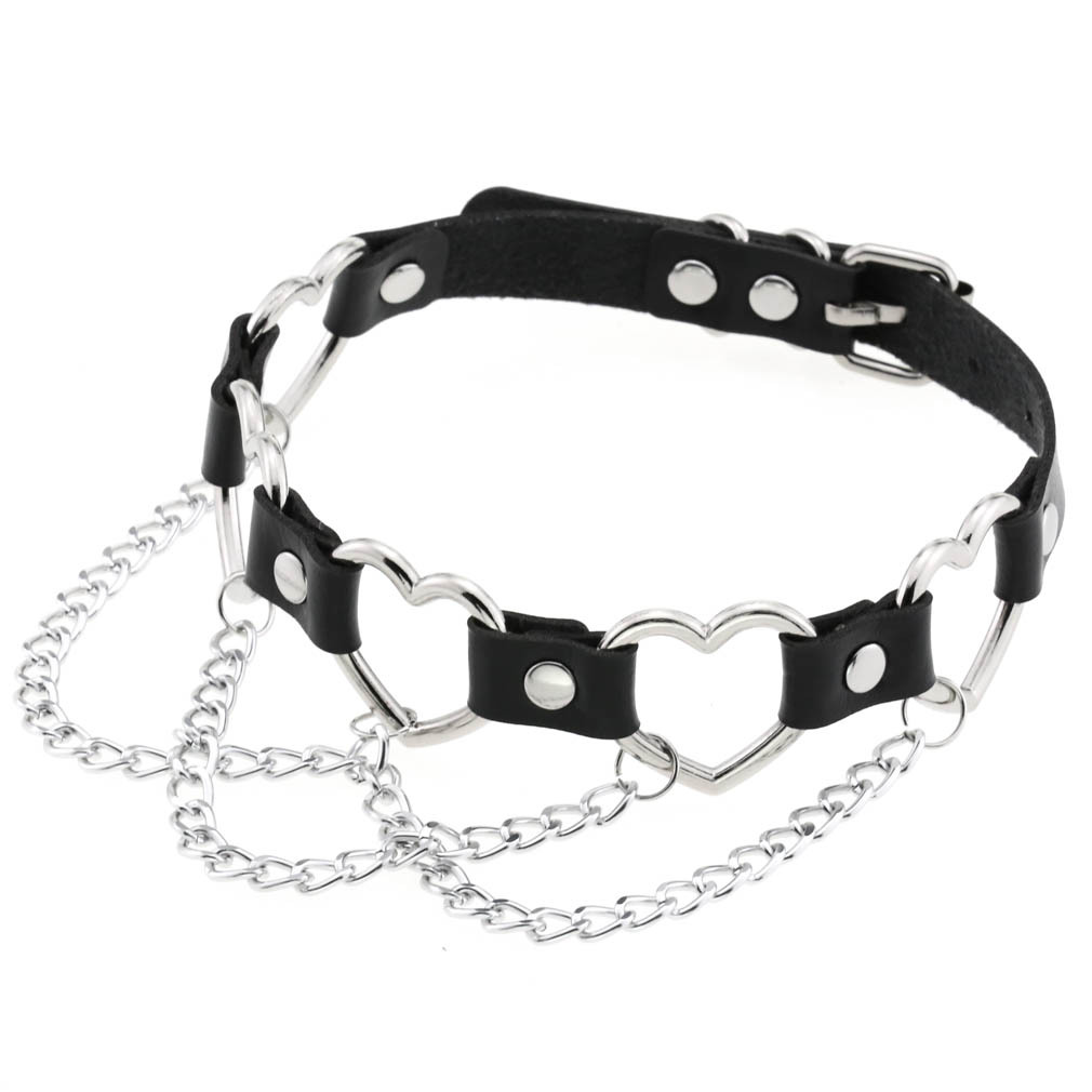 Personality Punk Sexy Love Heart Trendy Women's Street Neck Ring Nightclub Rock Fashion Chain Collar Necklace