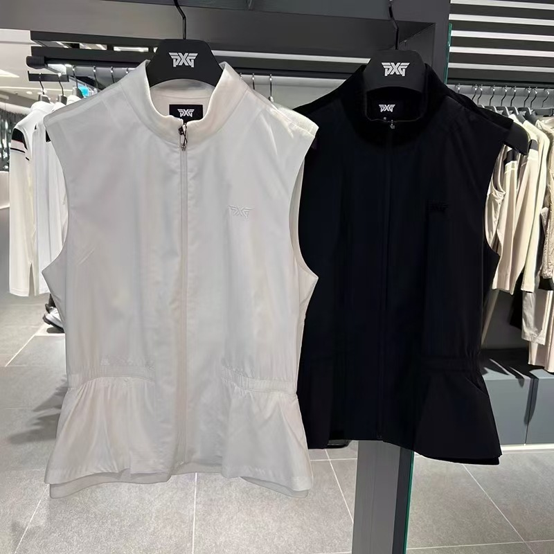 Golf Clothing Women's 25 Spring and Summer Thin Water-Repellent Zipper Stand Collar Sleeveless Waist Jacket Sports Vest