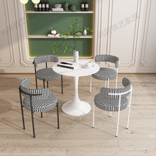 法式奶油风餐厅椅设计师款北欧现代简约家用网红白色餐桌靠背椅子