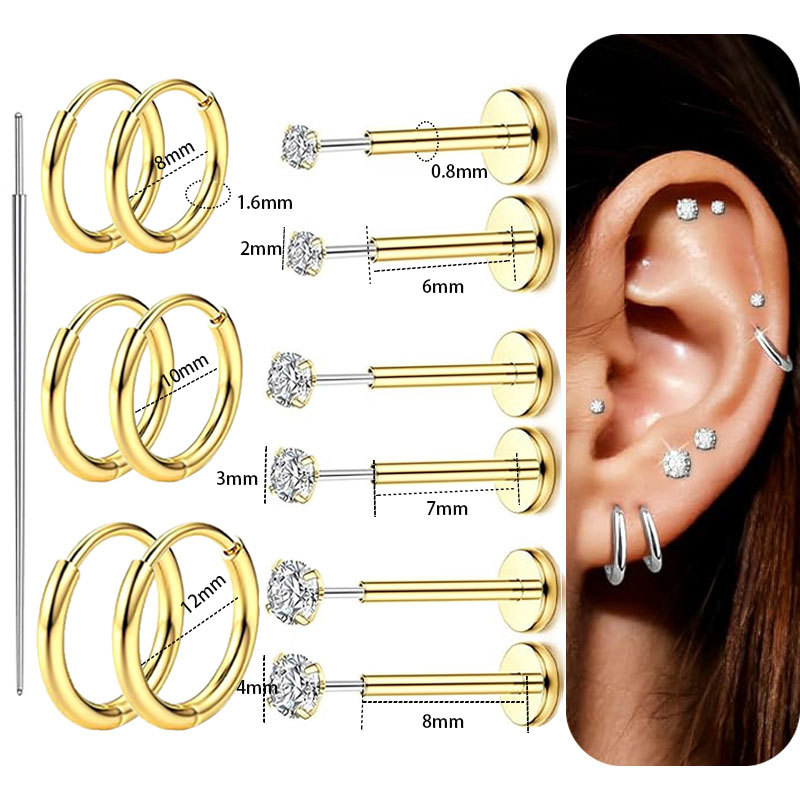 16G labret stud size and finish detail