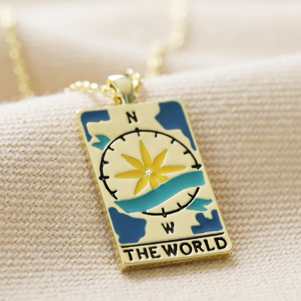 201 Stainless Steel, 304 Stainless Steel, Titanium Steel Material Geometric Pattern 201 Stainless Steel 304 Stainless Steel Titanium Steel Gold Plated Rhodium Plated Retro Enamel Geometric Pendant Necklace