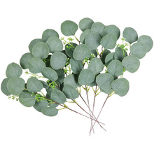 跨境插花餐桌摆件装饰桉树叶 单枝带果人造尤加利 满天星单枝桉树